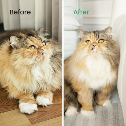 Børste for røyting og stell av kjæledyr med hudvennlige blad