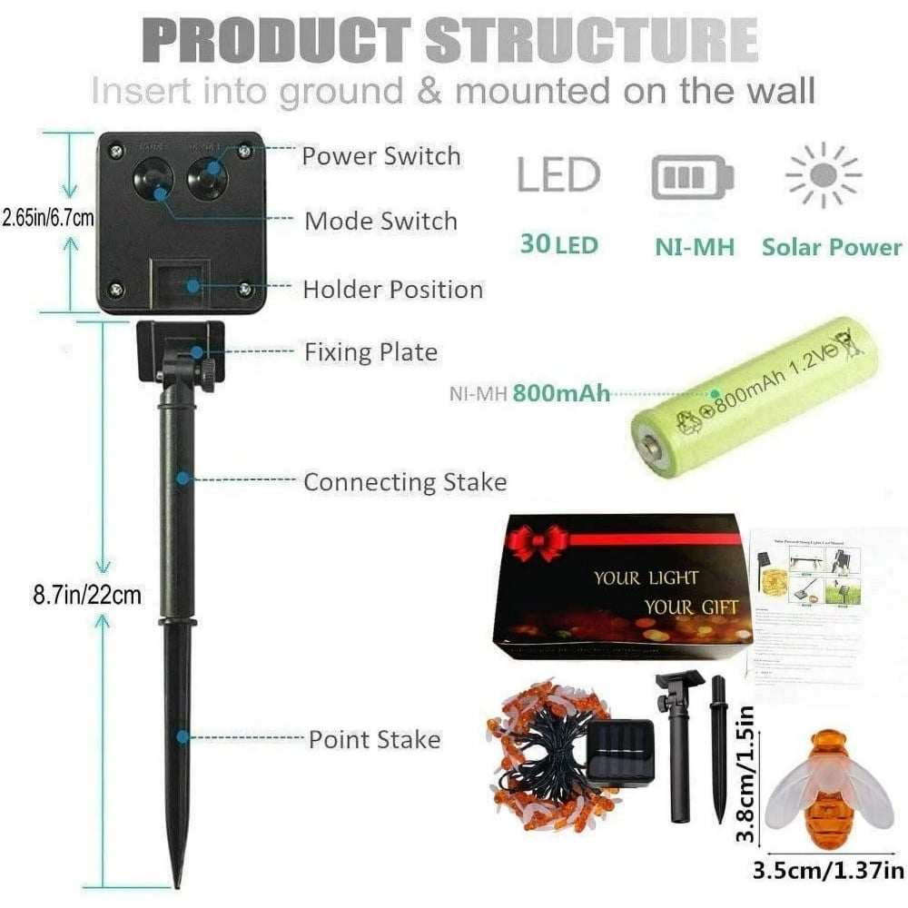 🐝Solcelledrevne LED-bielyslenker