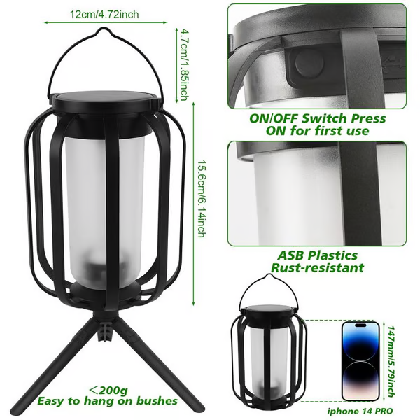 🔥Oppgradert flimrende flammende solcellelykt utendørs vanntett lys